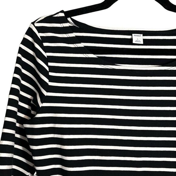 Old Navy black & white stripe fit & flair scoop neck dress S - Picture 3 of 10